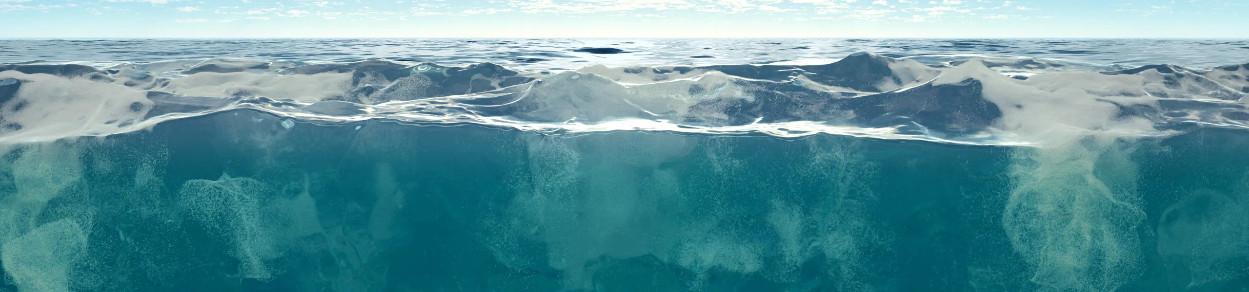 A large cresting wave seen from below the waterline, filling the full width of the frame — chapter two